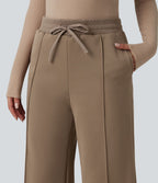 Pantalon thermique coupe droite taille haute avec cordon de serrage et poches