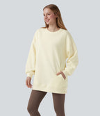 Sweat-shirt décontracté en polaire, col rond, manches longues, poches latérales, coupe oversize