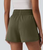 Short sweat décontracté taille haute à ourlet arrondi 7,5 cm avec poches
