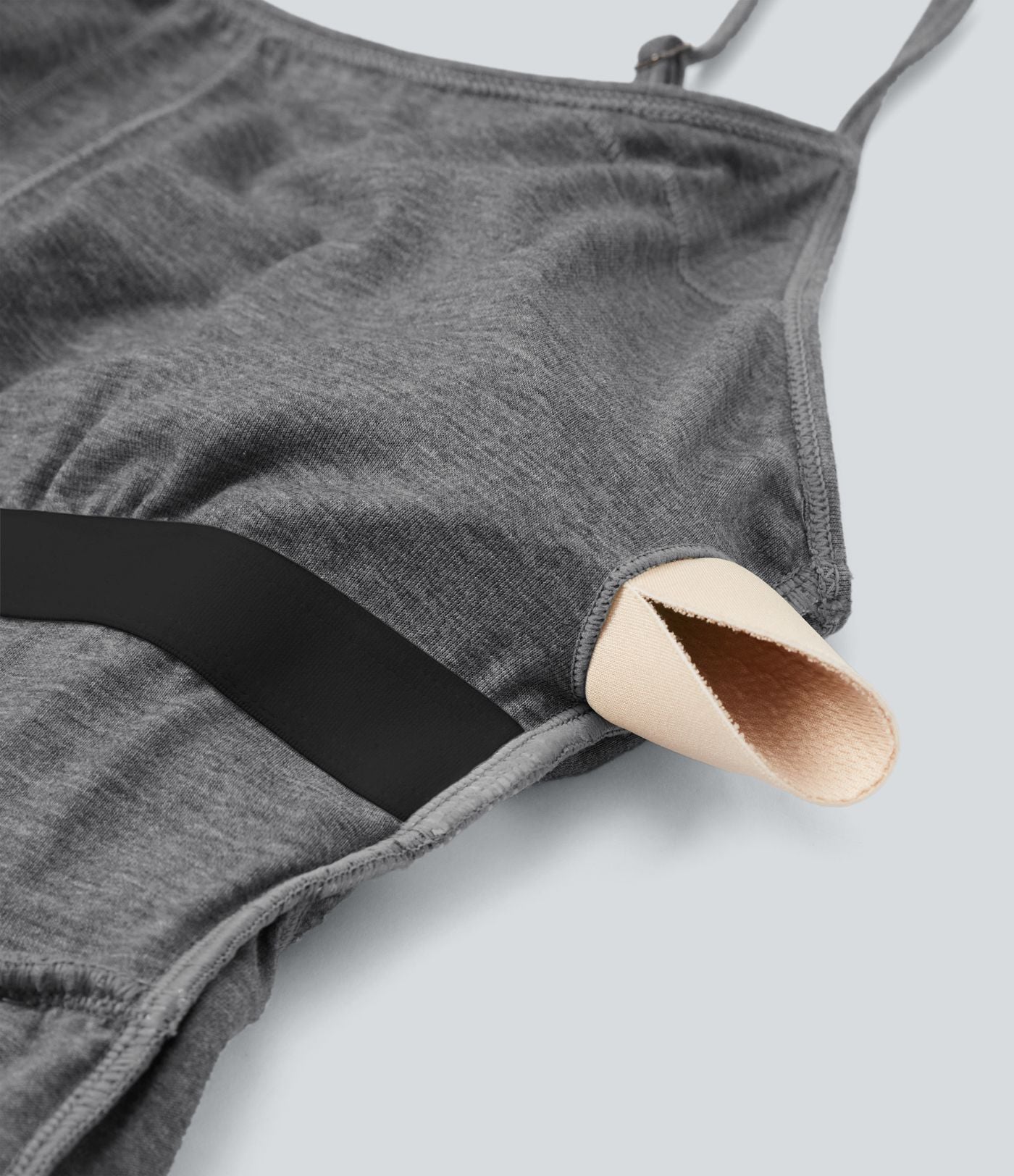 Combi-short casual 2-en-1 chiné froncé avec brassière intégrée et poches — Édition Easy Peasy