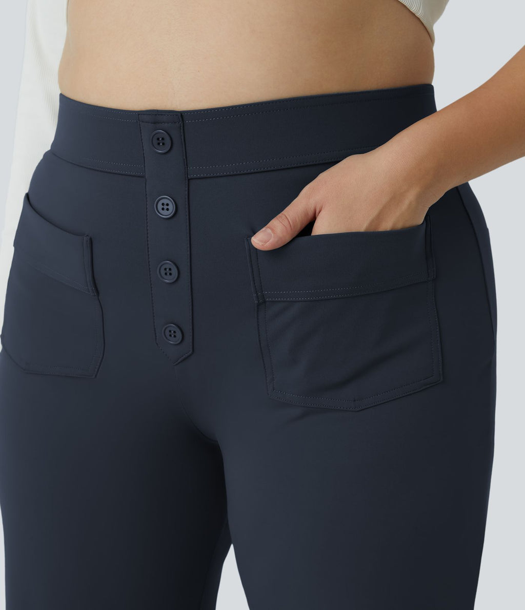 Pantalon coupe droite grande taille taille haute DayStretch avec poches