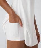 Robe de sport danse 2-pièces SoftlyZero™ Plush double bretelles caraco avec poche A-D