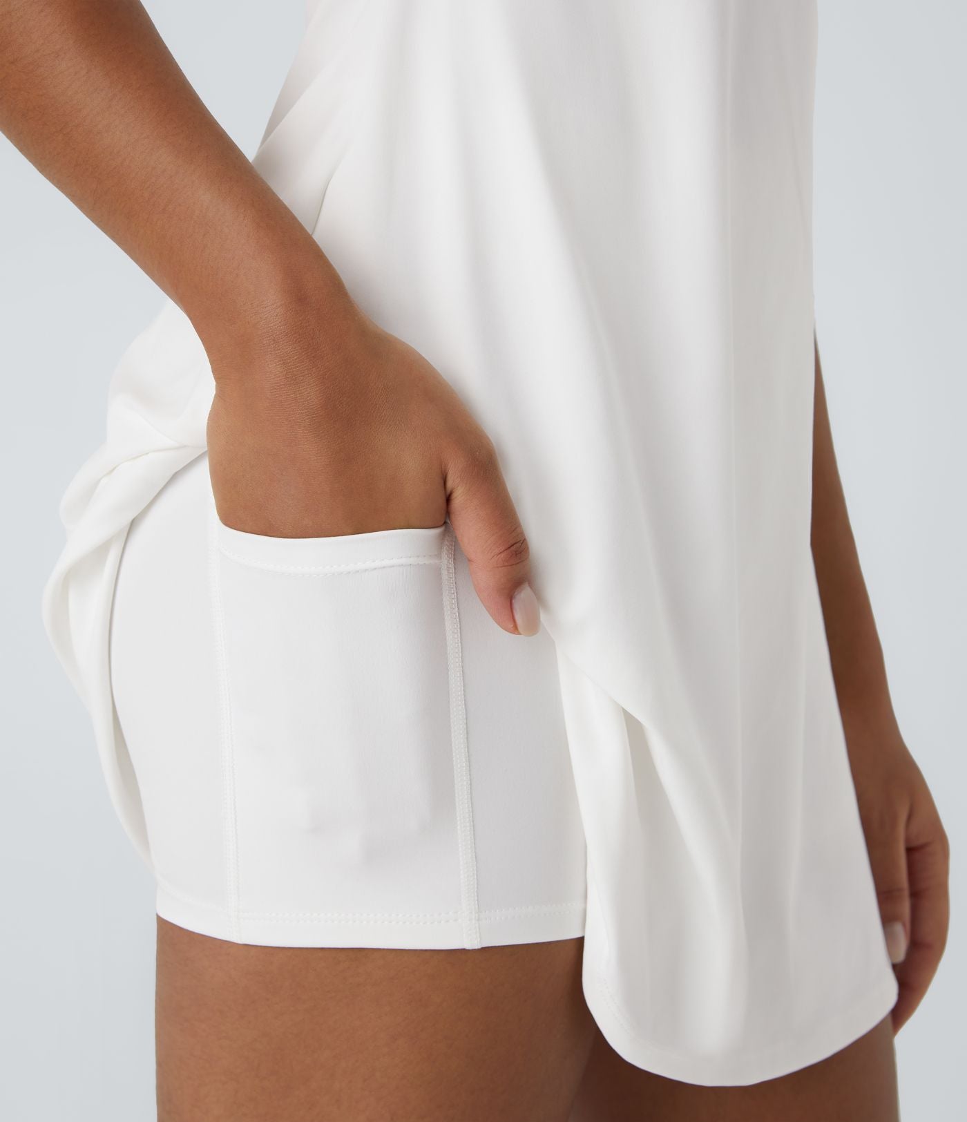 Robe de sport danse 2-pièces SoftlyZero™ Plush double bretelles caraco avec poche A-D