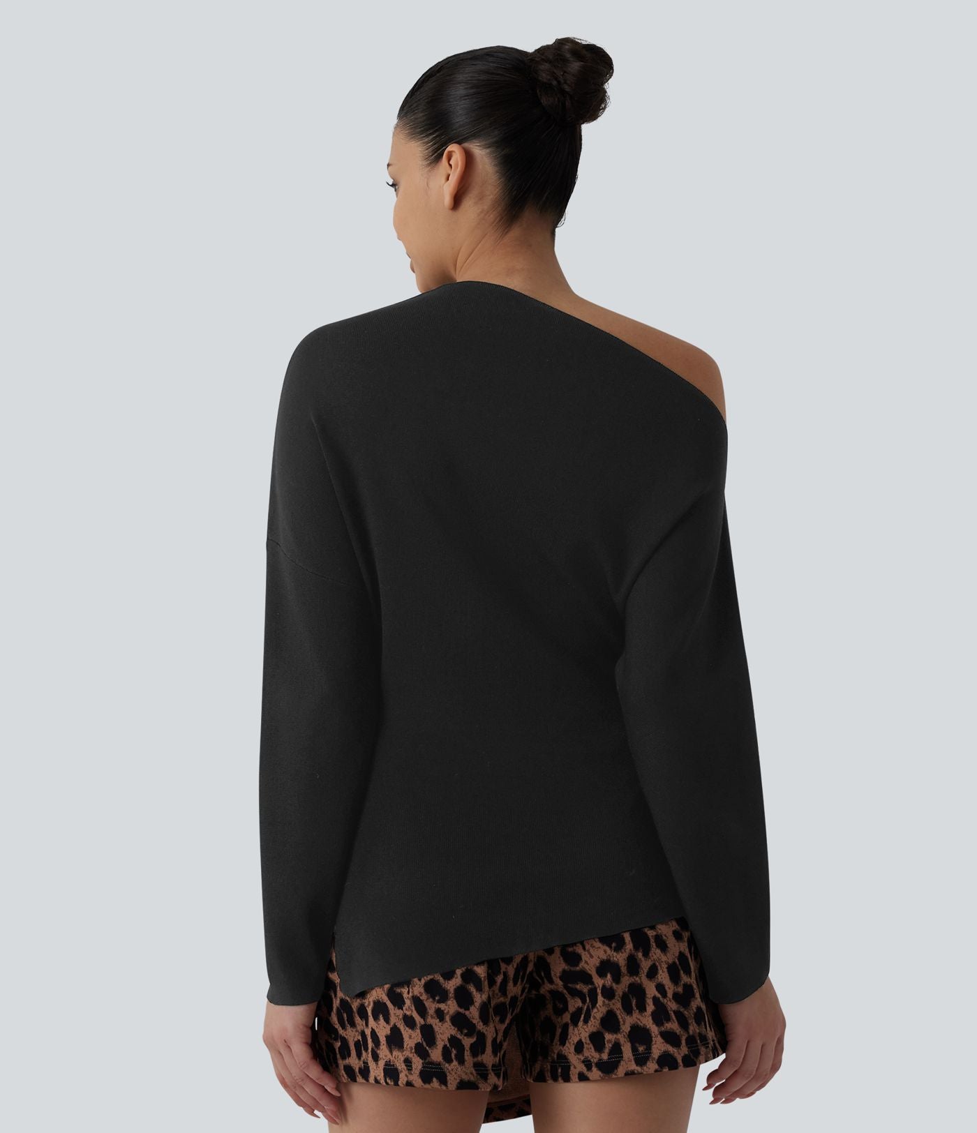 Pull casual une épaule manches longues
