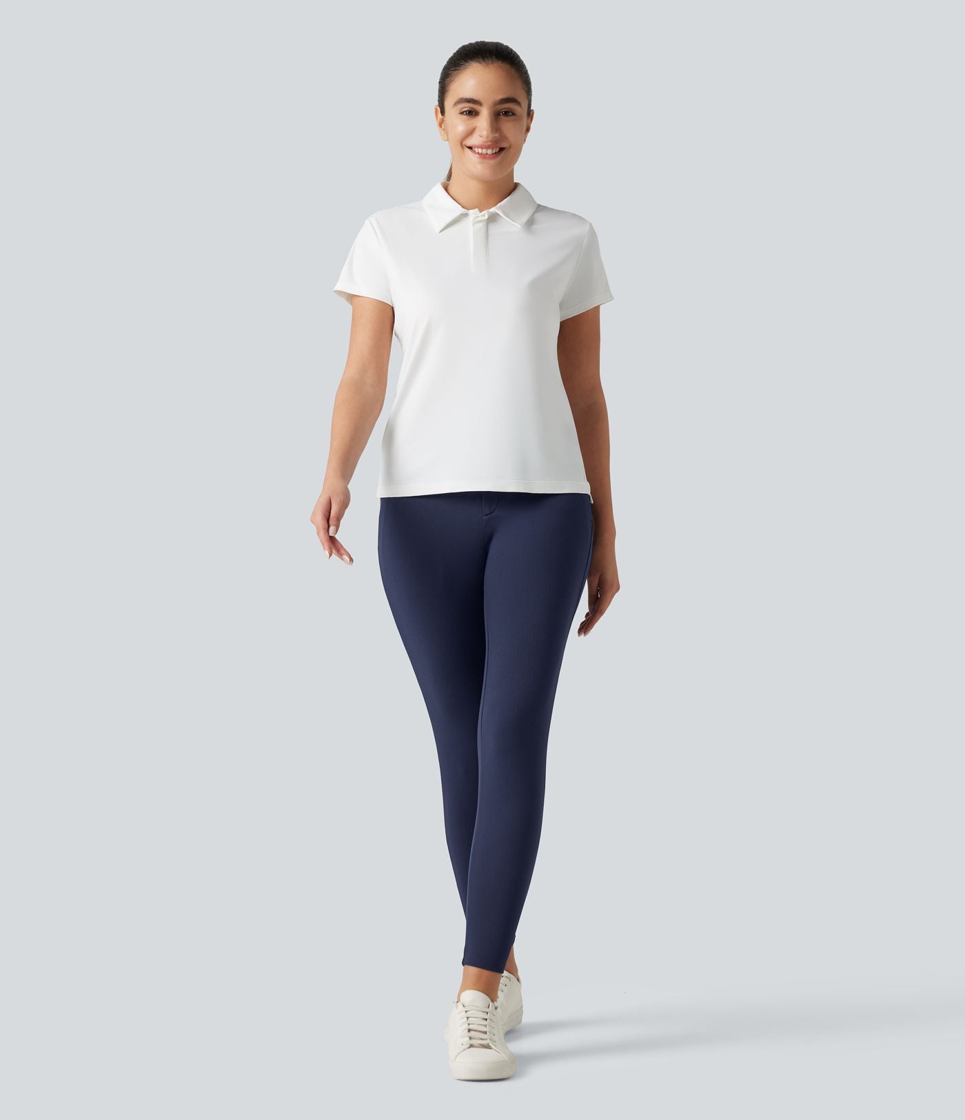 Pantalon skinny taille haute à chevrons pour le golf avec poches