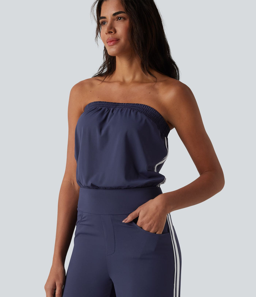 Combinaison casual bustier bandes latérales rayures à séchage rapide SoftlyZero™ QuickDry avec poches - Easy Peasy