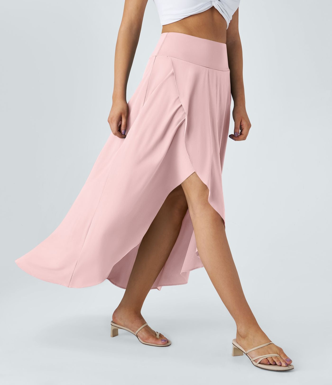 Jupe Longue Casual Breezeful™ Taille Haute à Volants 2en1 Fluide Sèchement Rapide Quotidien Maxi