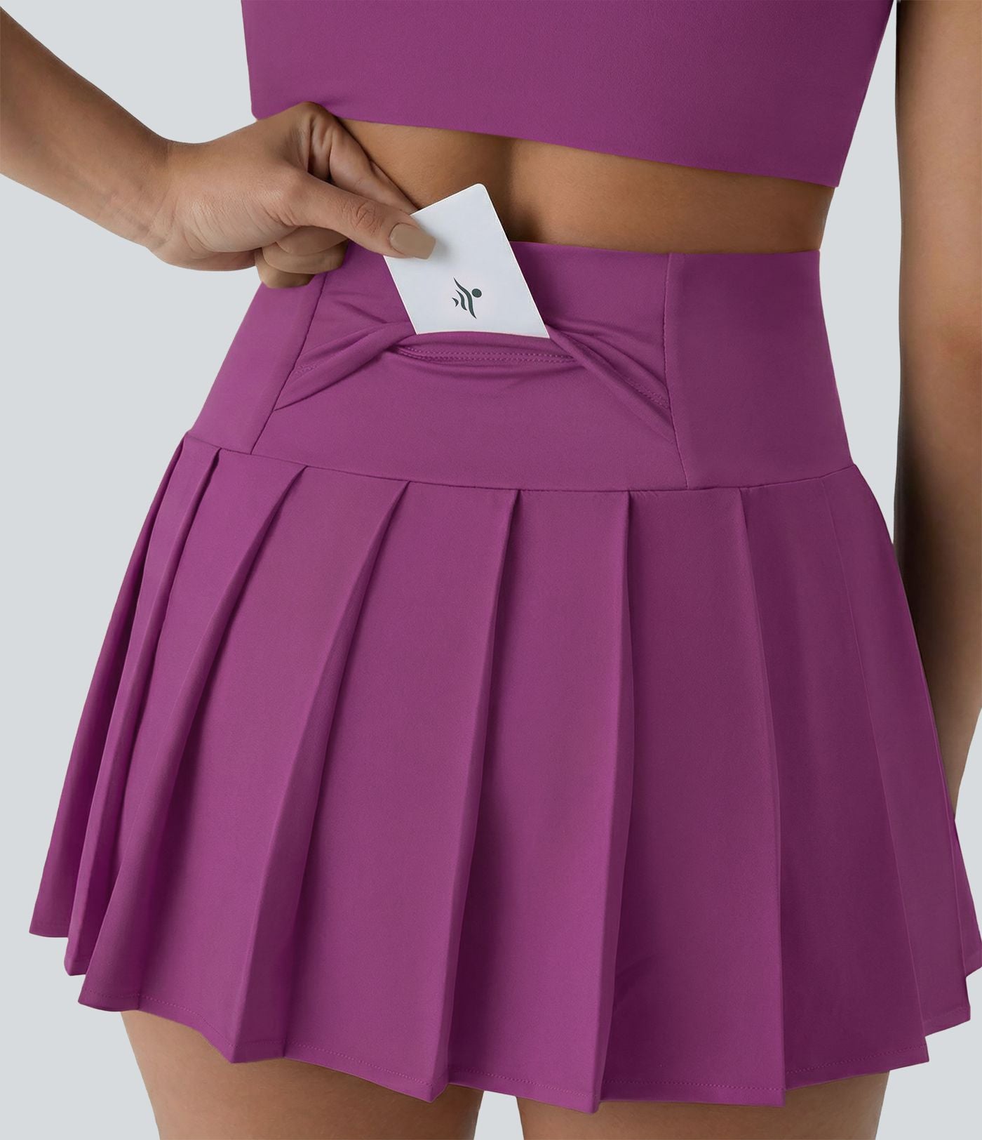 Jupe-short de danse mini Breezeful™ à taille haute, plissée, 2-en-1, avec poches latérales et arrière, ourlet asymétrique et séchage rapide