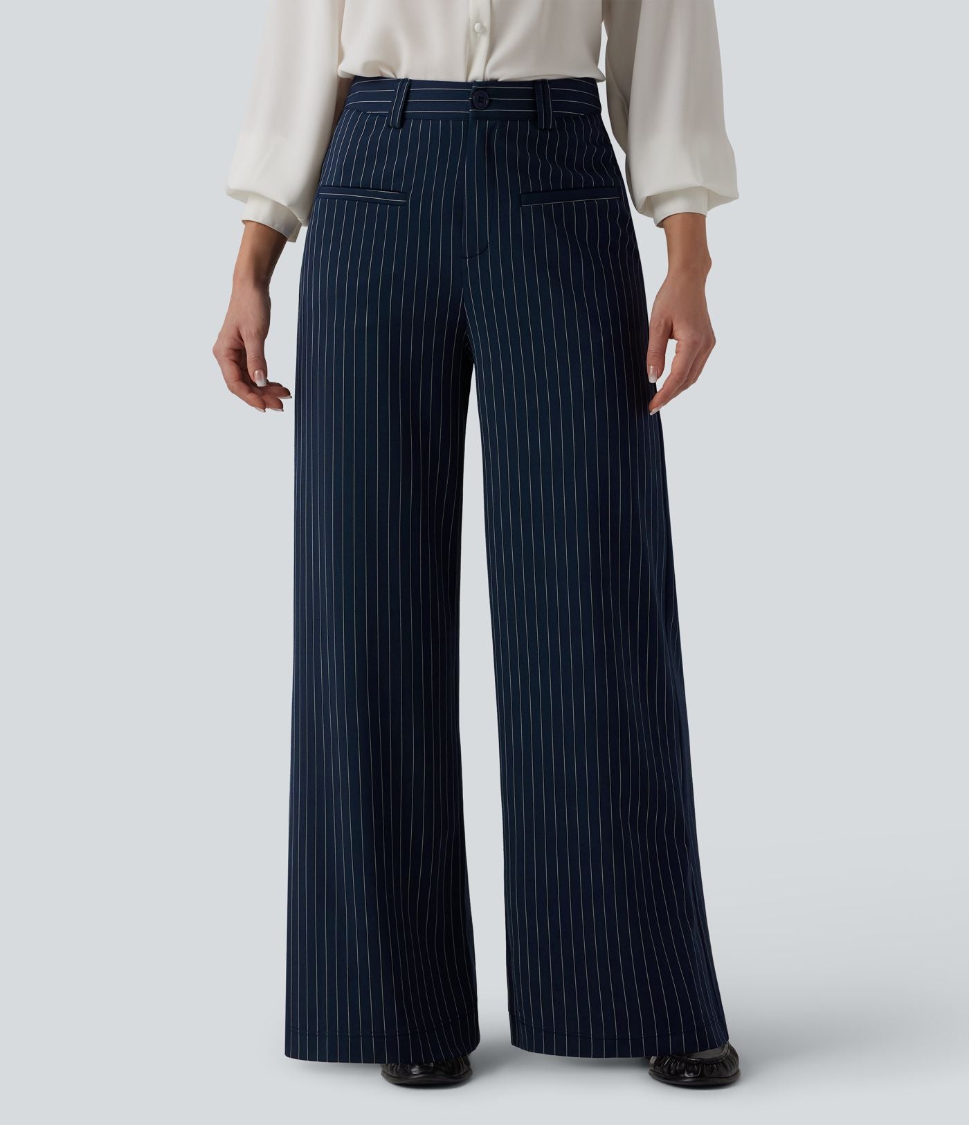 Pantalon Halara Flex™ tailleur large taille mi-haute à rayures à effet frais InstantCool et poches