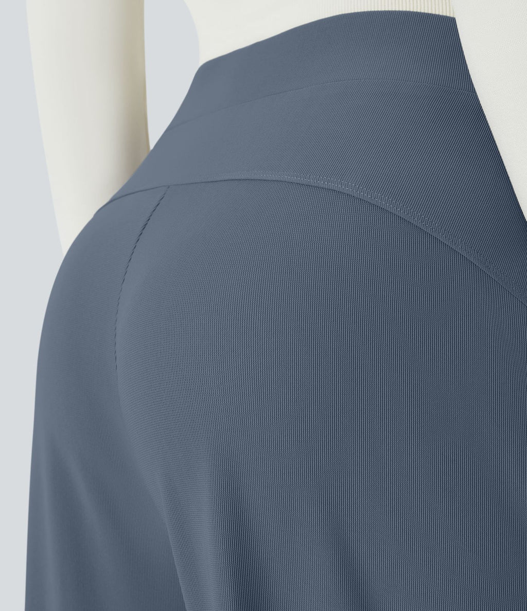 Halara Flex™ Pantalon Tailleur Évasé à Taille Haute Sculptant la Silhouette avec Poches Latérales Micro Waffle