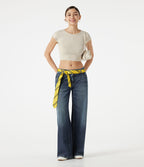 Jean baggy Halara Flex™ taille basse délavé asymétrique avec poches