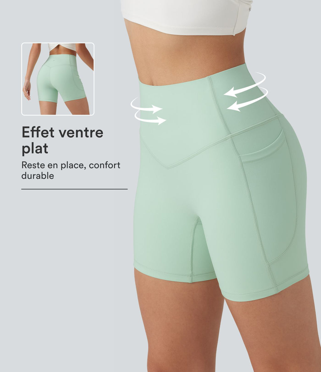 Short biker Halara UltraSculpt™ taille haute effet ventre plat avec poches, 12,5 cm