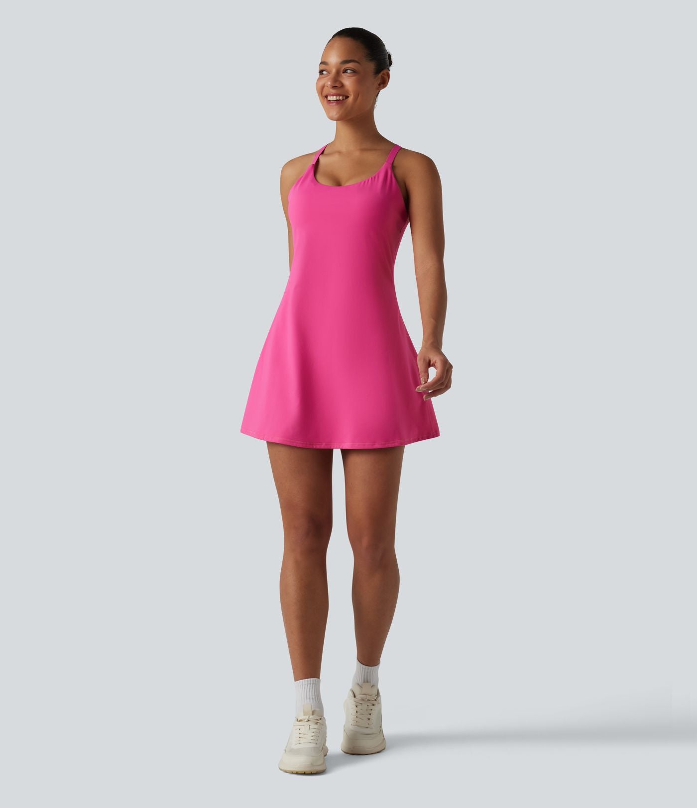 Robe de danse SoftlyZero™ Plush effet push-up dos nu avec bretelles réglables croisées et brassière intégrée bonnets E-G – Édition Easy Peasy