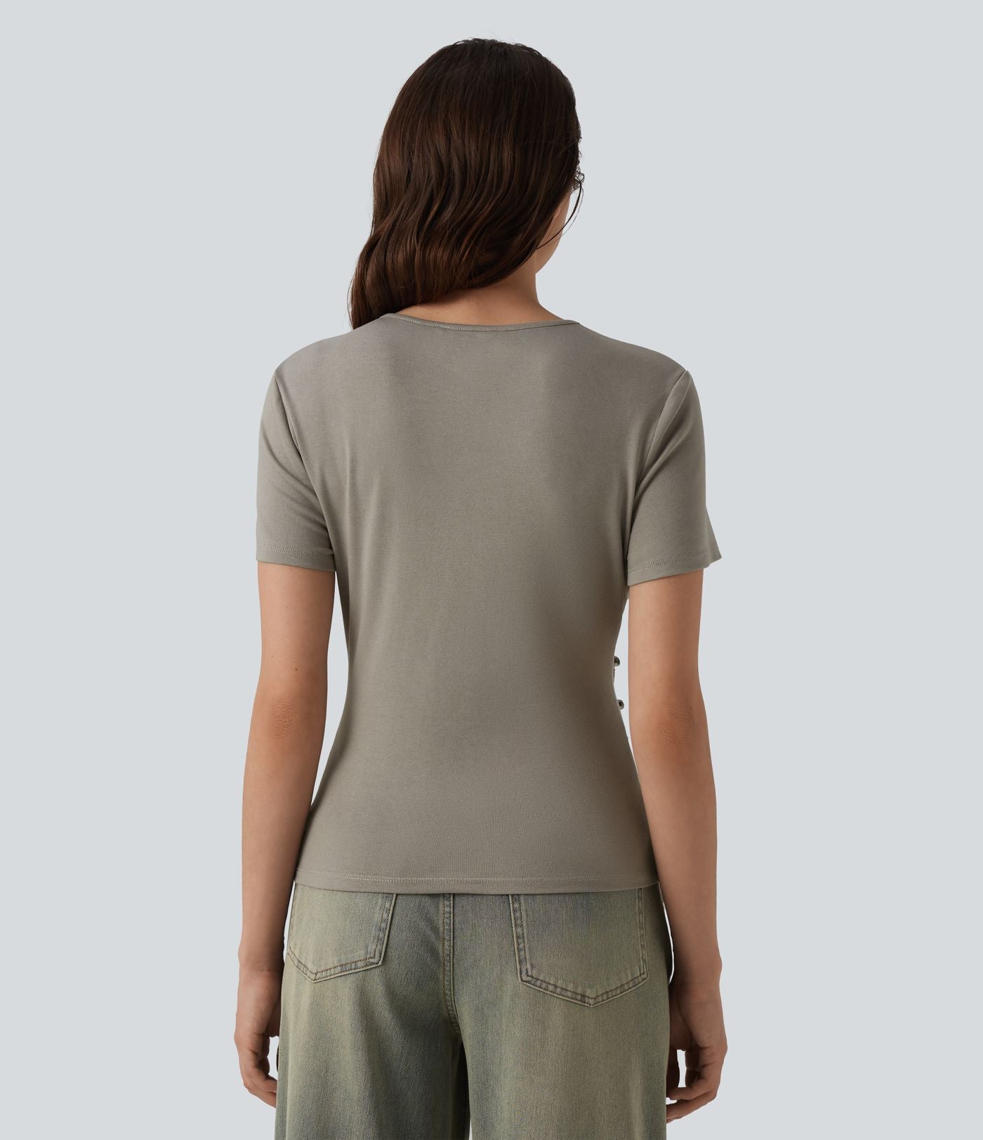 T-shirt col rond manches courtes avec boutons-pression