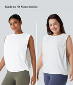 Débardeur de yoga col rond froncé, tissu rafraîchissant - Protection UPF50+