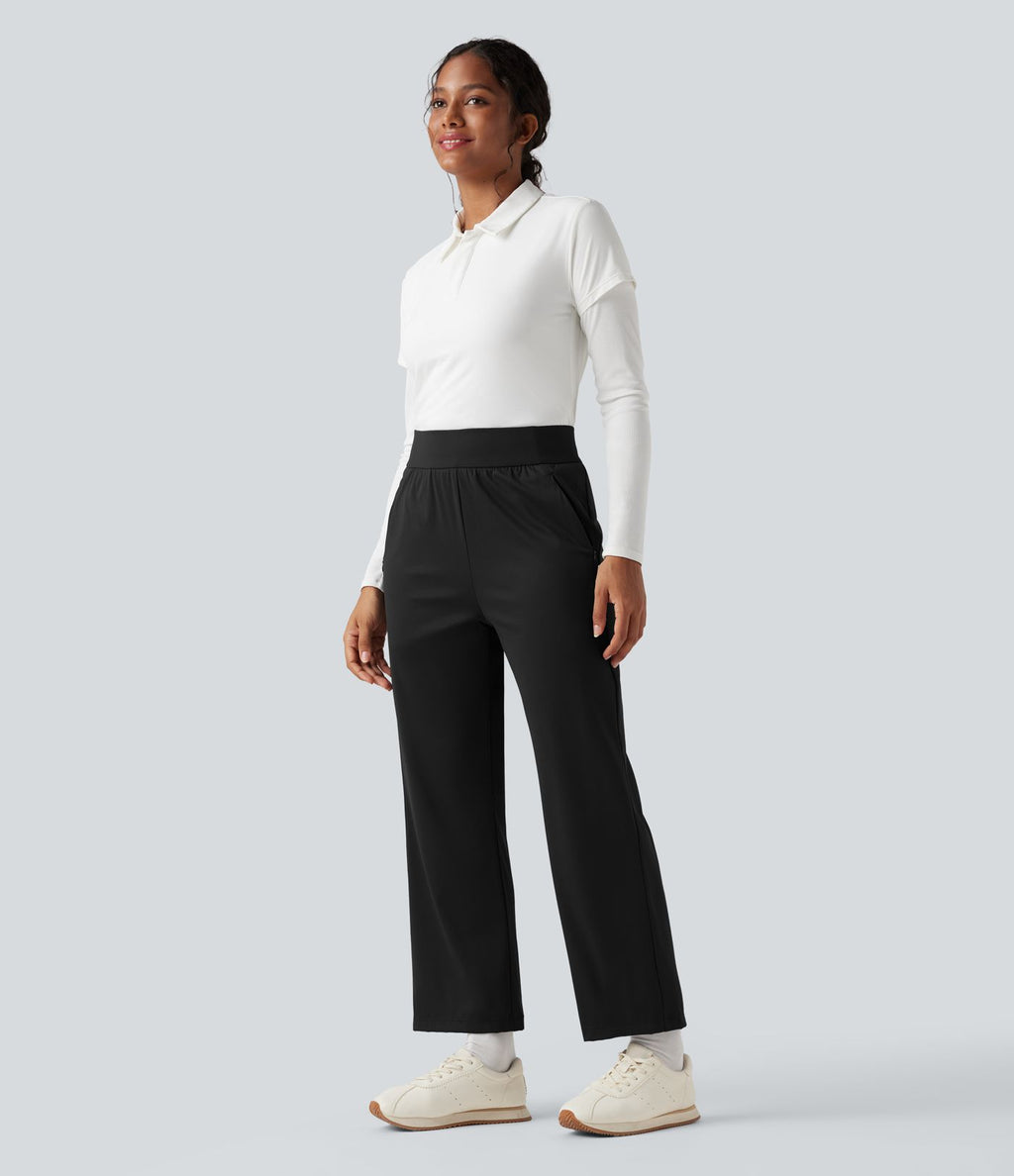 Pantalon de golf taille haute à coupe droite avec poches - Tee de golf