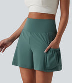 Short de sport SoftlyZero™ Airy taille haute gainant et rafraîchissant 2 en 1, 12,5 cm, avec poches