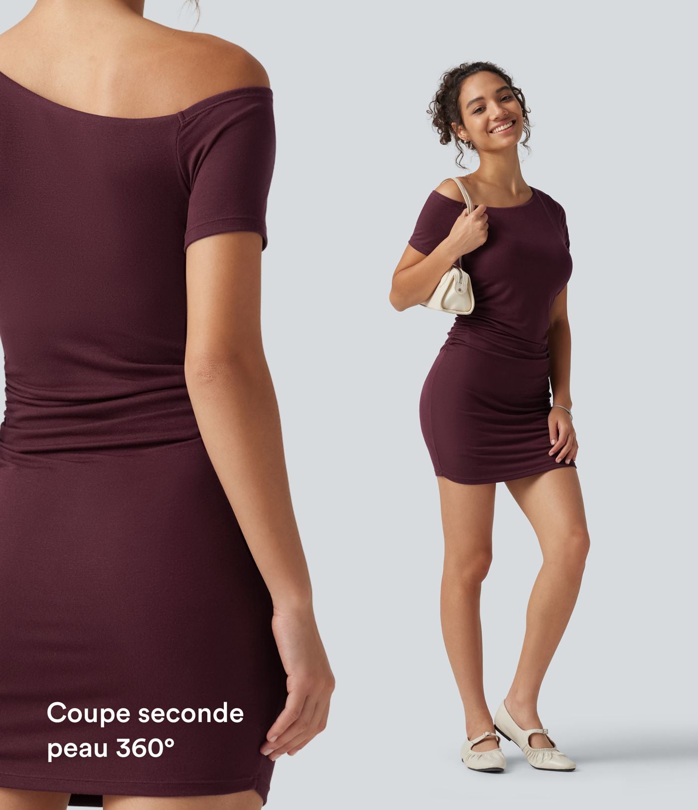Robe-short mini moulante côtelée asymétrique accès facile Easy Peasy avec coussinets amovibles, poches et bonnets B à E