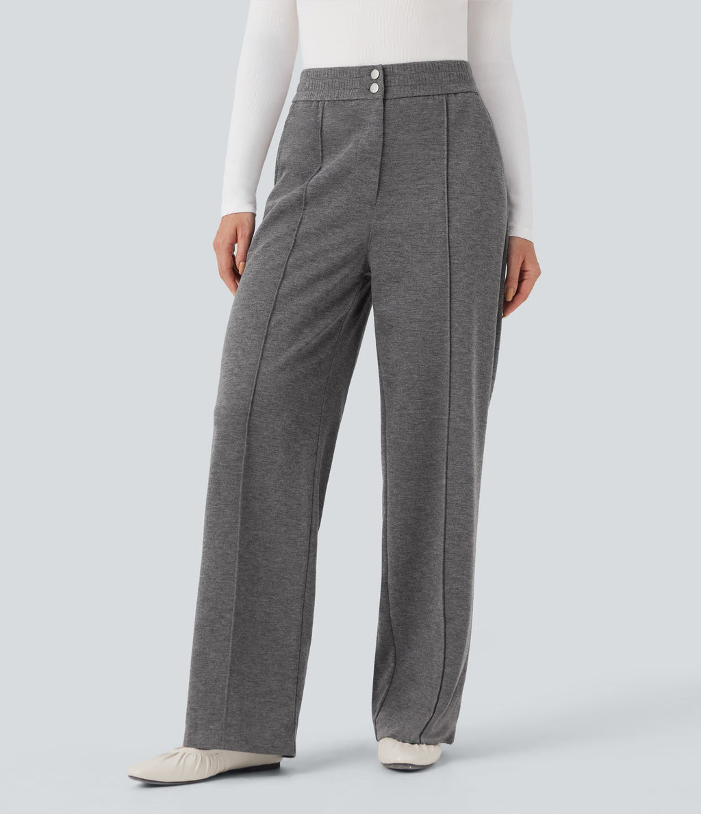 Pantalon tailleur droit taille haute avec poches