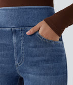 Halara Flex™ Jean bootcut décontracté extensible délavé taille haute à poches multiples