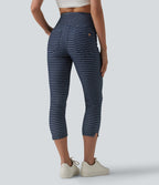 Halara Flex™ Jeggings capri décontracté à rayures fendues taille haute ventre plat avec poches