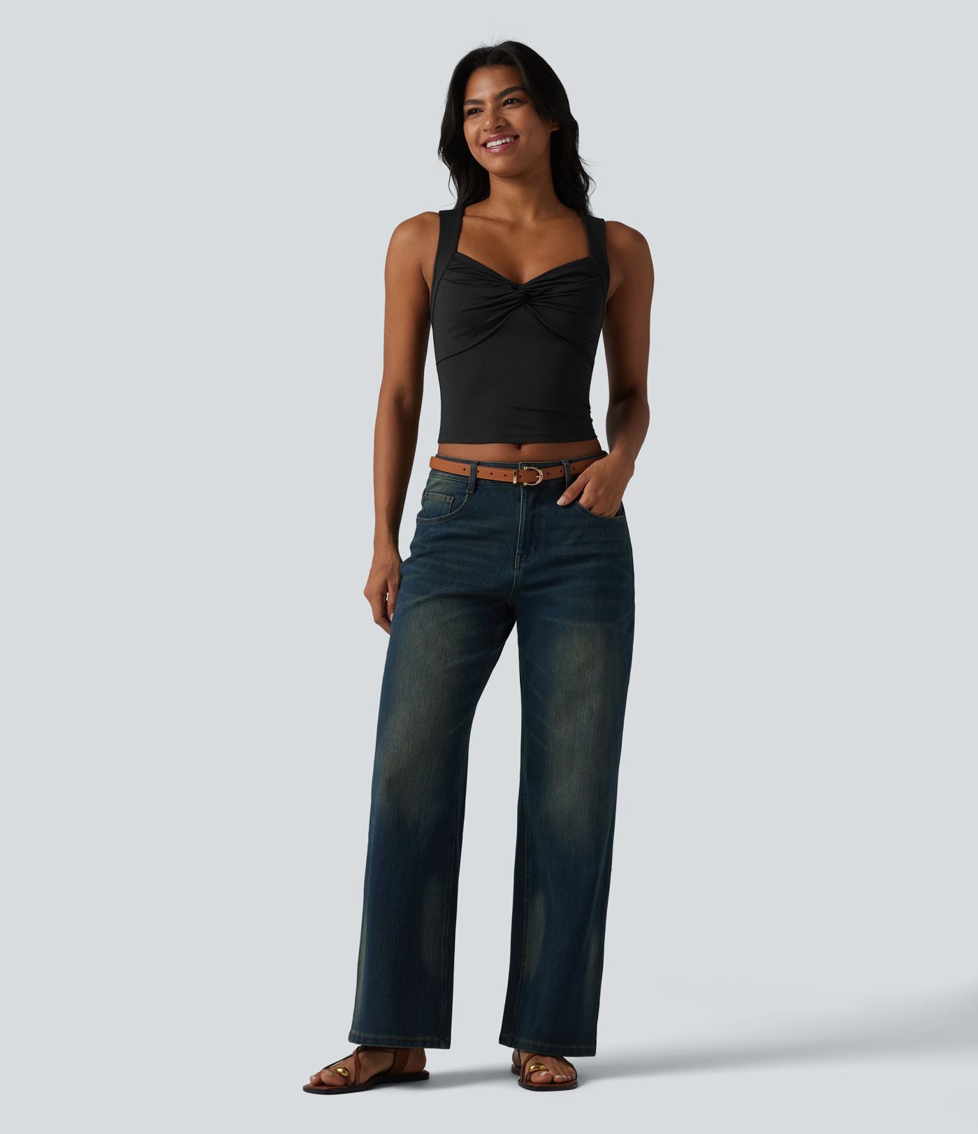 Débardeur casual slim torsadé col cœur