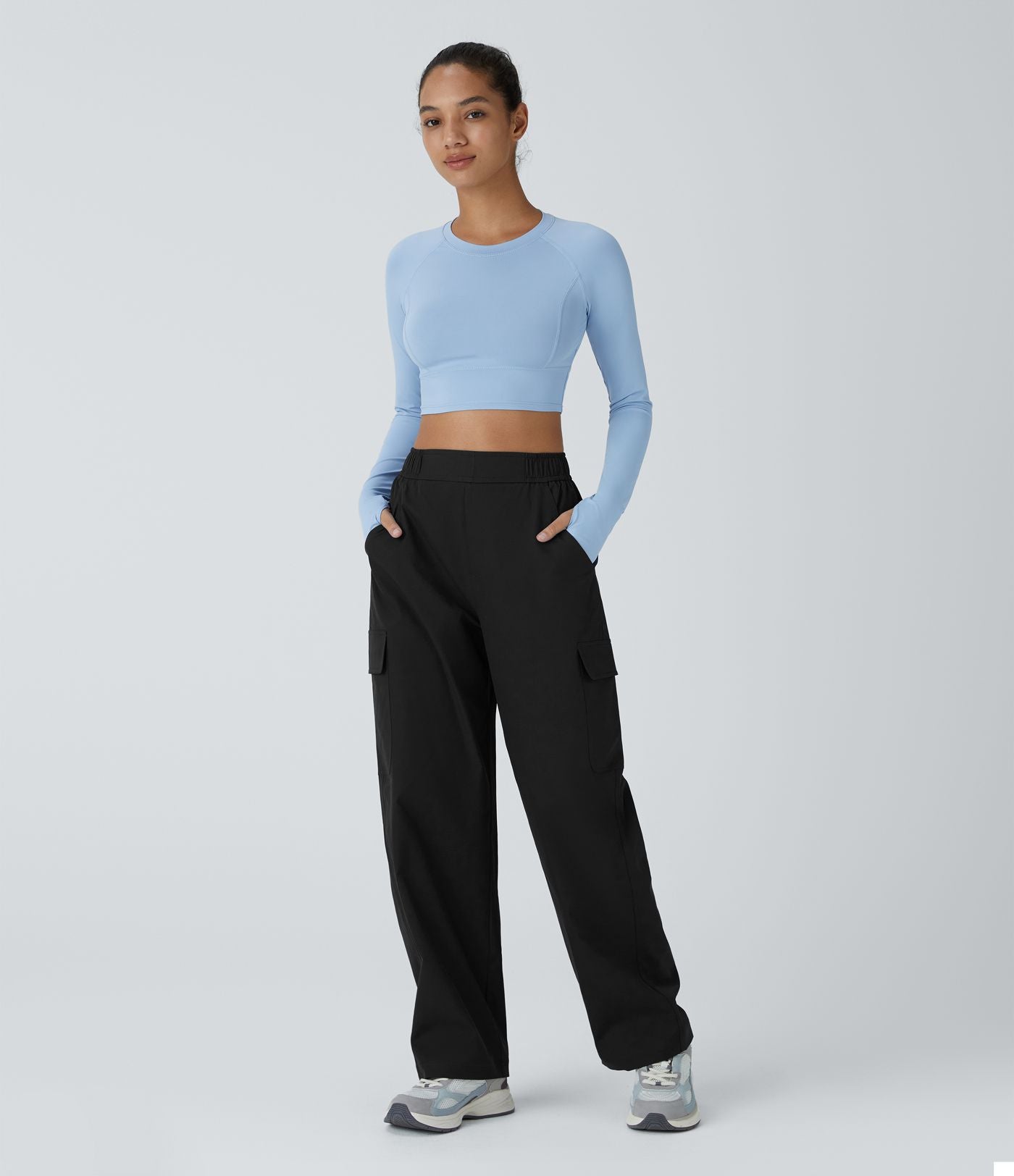 Pantalon cargo de camping déperlant et résistant à l’usure, taille haute, avec poches
