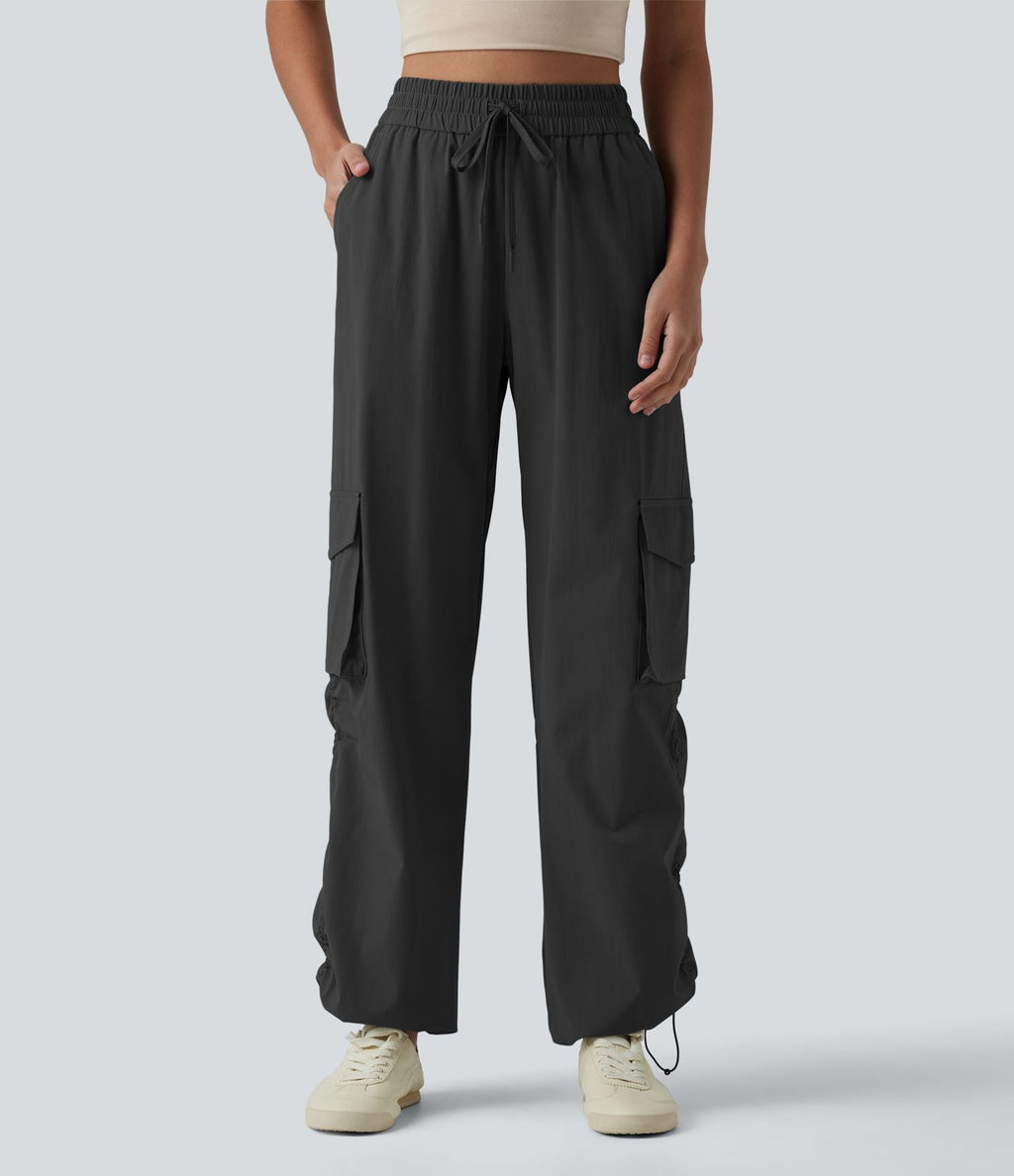 Jogging cargo ample décontracté taille haute avec cordon de serrage avec poches