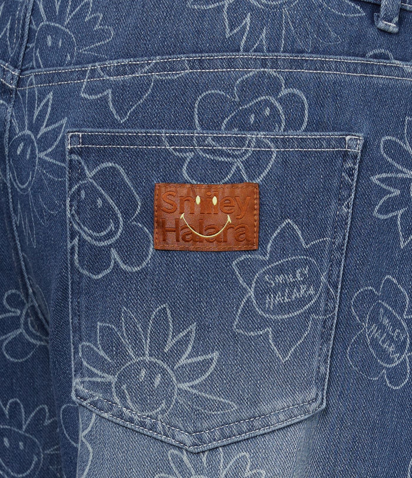 Halara X Smiley® Halara Flex™ Jean large décontracté asymétrique taille basse en lyocell délavé avec poches