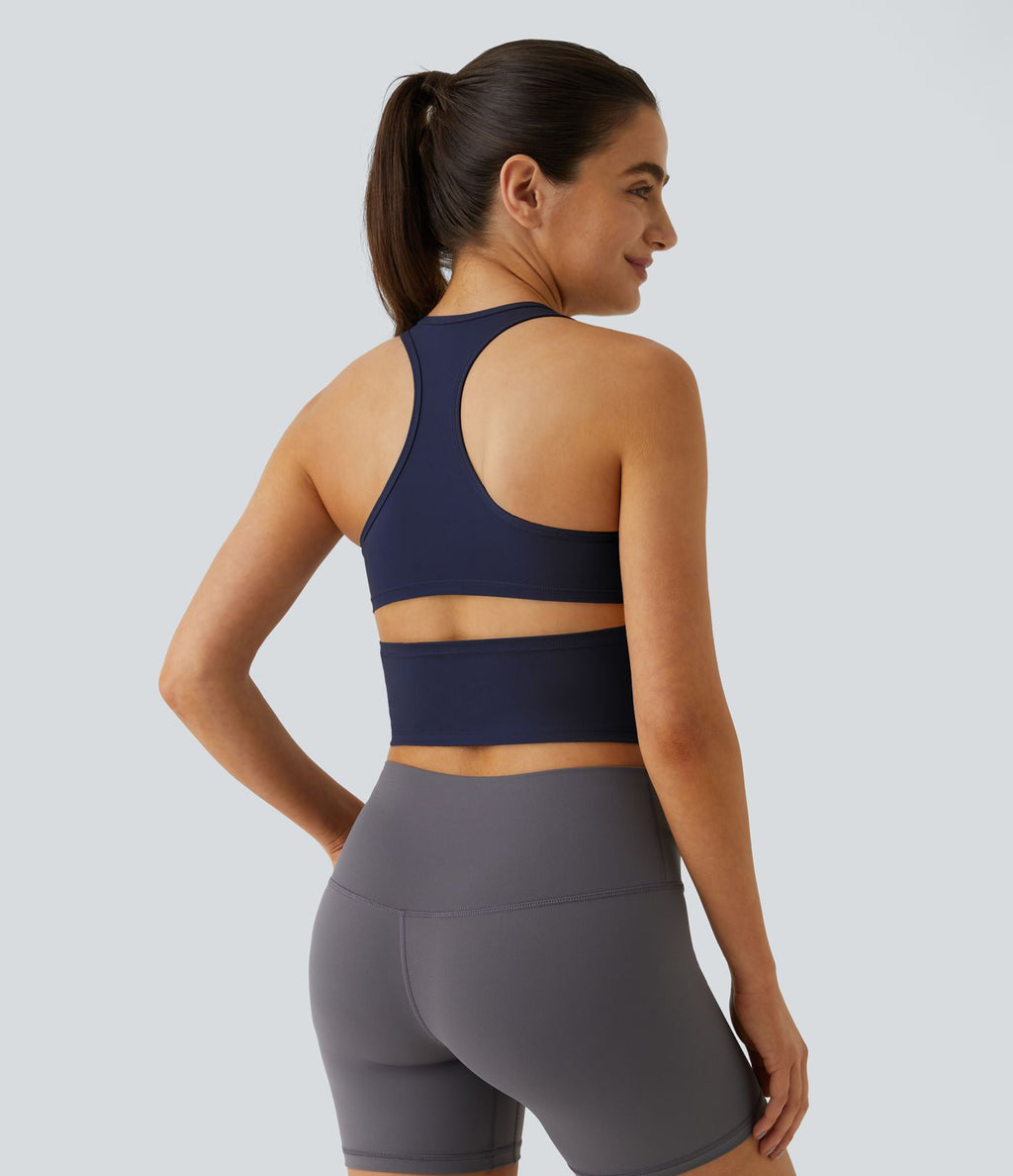 Softlyzero™ Plush Plus Débardeur Yoga Crop à Col U Plongeant Dos Nu Dos Nageur Découpé - UPF50+