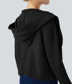 Cardigan ouvert à capuche manches longues