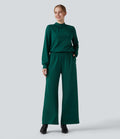 Combinaison pantalon large col montant dos goutte d'eau manches longues avec poches