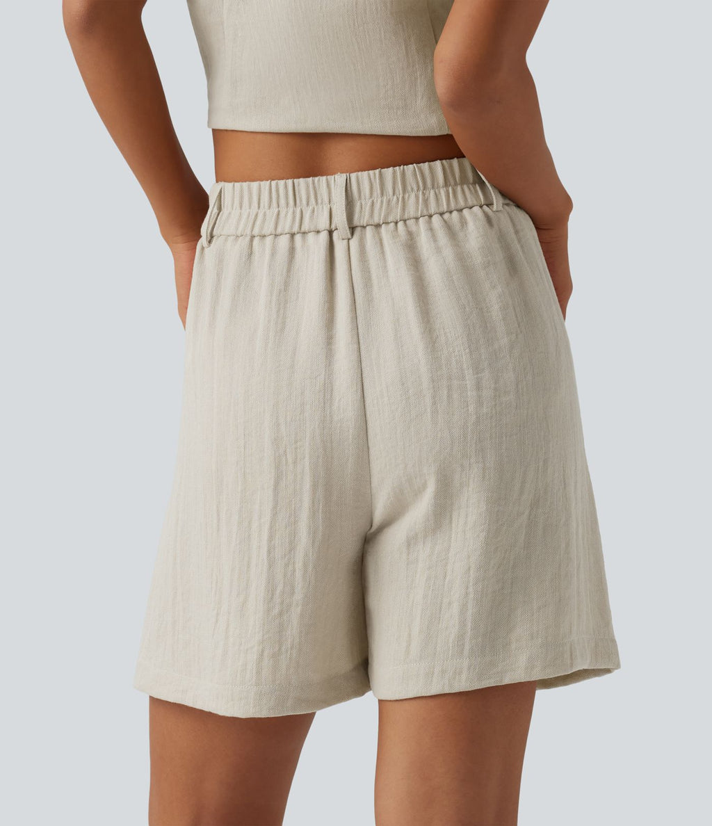 Short décontracté taille haute avec poches