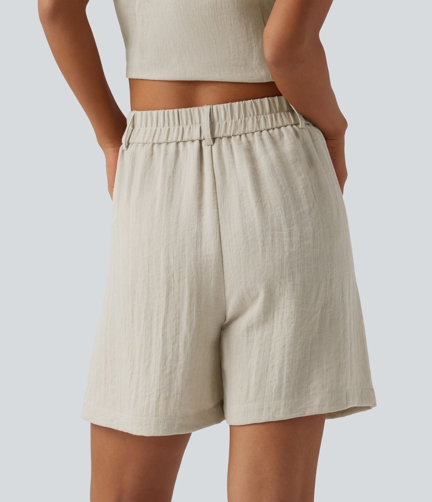 Short décontracté taille haute avec poches