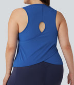 Débardeur de Yoga Grande Taille avec Découpe et Ourlet Croisé Uni