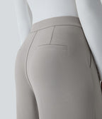 Halara Flex™ Pantalon Tailleur Droit à Taille Haute avec Pli Poches Latérales en Crêpe