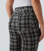 Halara Flex™ Pantalon skinny tailleur taille haute à motif pied-de-poule avec poches arrière