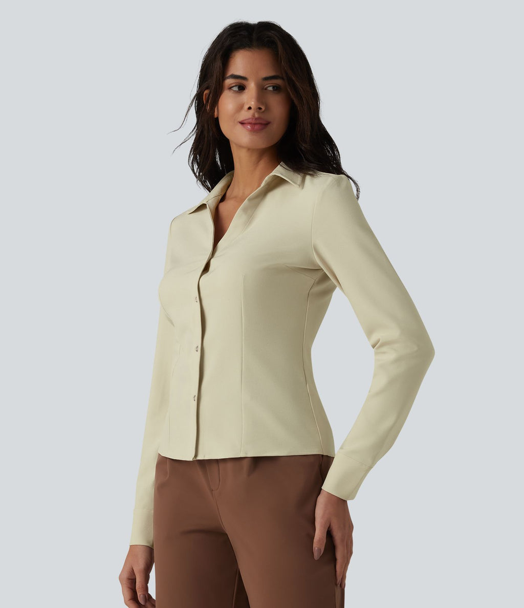 Chemise tailleur à col et manches longues avec braguette boutonnée