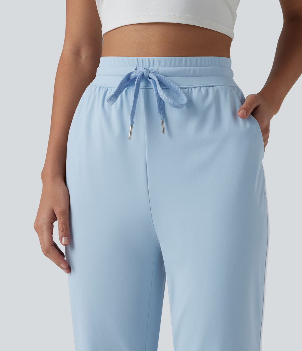 Pantalon de yoga fuselé SoftlyZero™ Airy taille haute effet frais InstantCool avec cordon de serrage, bords contrastants, ourlet arrondi et poches, protection solaire UPF50+