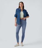 Legging 7/8 skinny en denim Halara Flex™ taille haute gainant avec poches