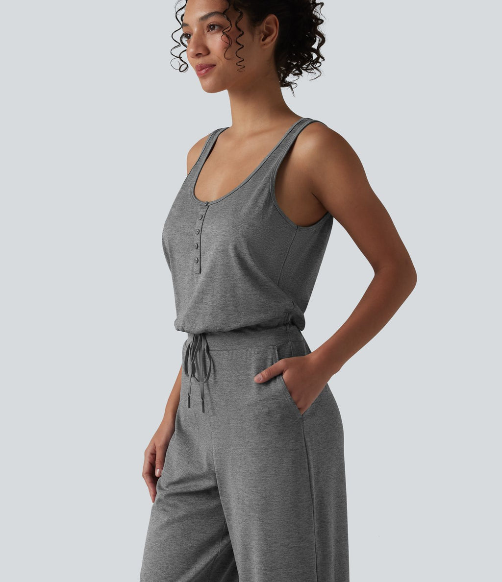 Halara UltraSculpt™ Combinaison yoga chinée col U sans manches séchage rapide avec poches - Easy Peasy
