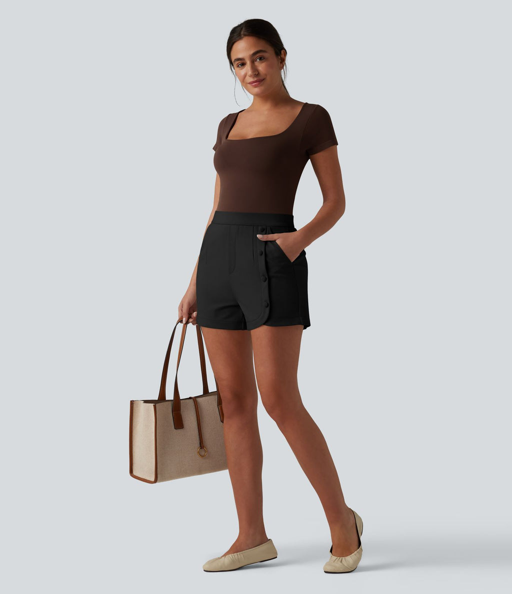 Short tailleur taille haute 7,5 cm avec poches