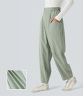 Pantalon barrel taille haute avec poches