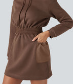 Robe active SpacerTek™ mini à capuche, manches longues, avec cordon de serrage et poches