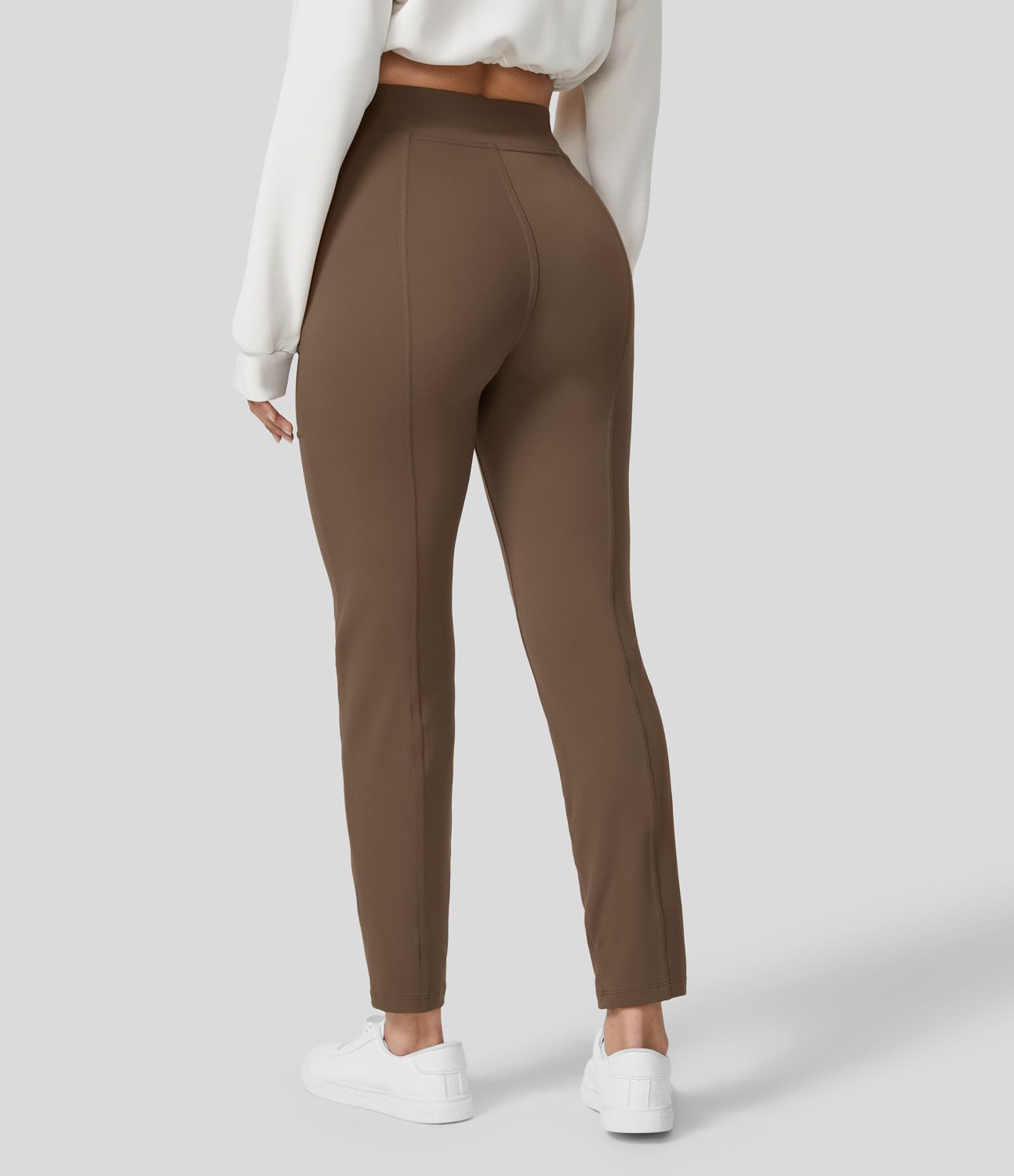 Pantalon ajusté taille haute zippé avec poches