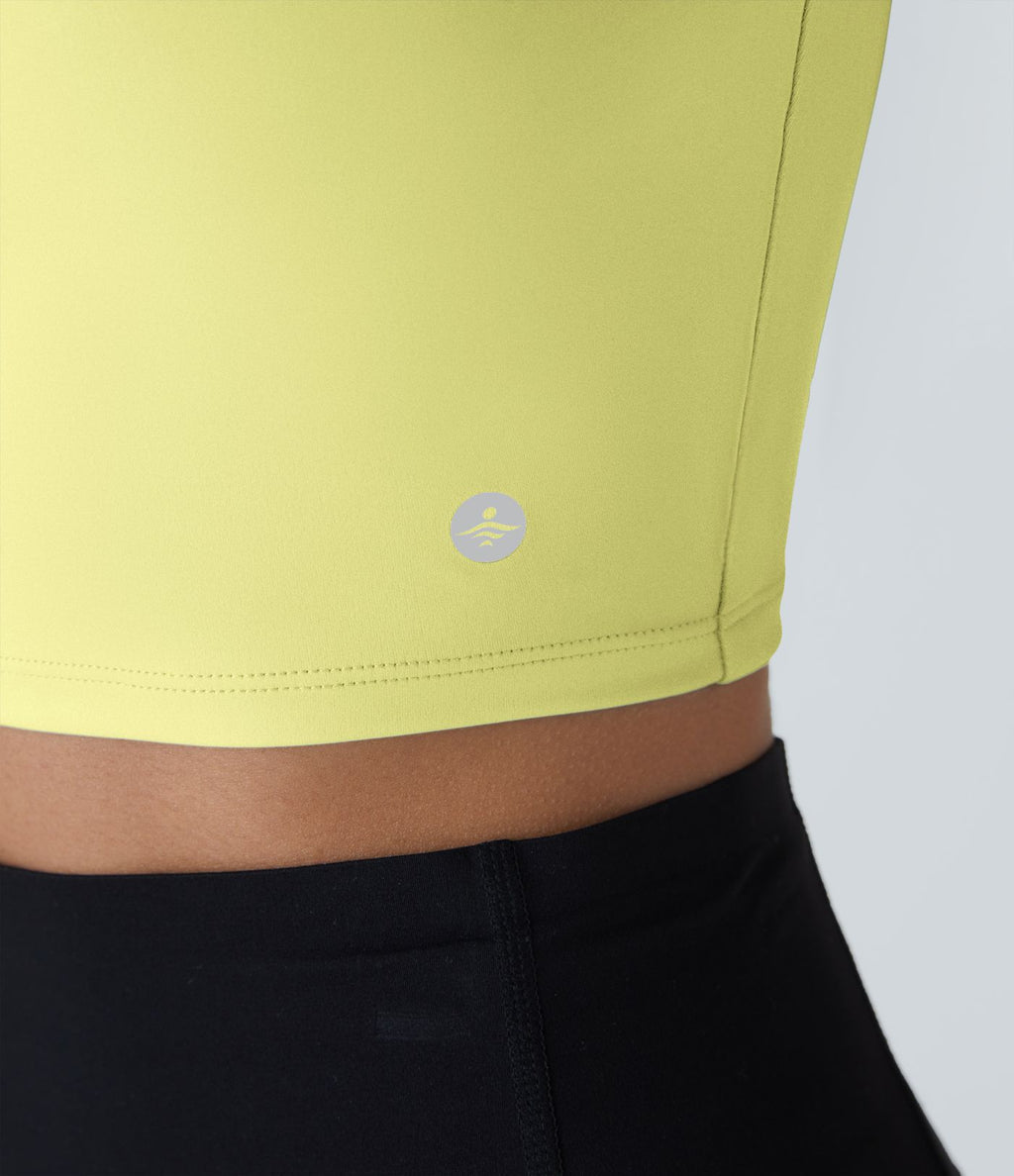 Débardeur yoga court SoftlyZero™ Airy col carré dos nu bretelles croisées effet frais InstantCool, bonnets A-C, protection solaire UPF50+