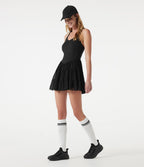 Robe sport de danse mini 2-en-1 SoftlyZero™ avec brassière intégrée, mesh contrasté et poches - Édition Easy Peasy - UPF50+