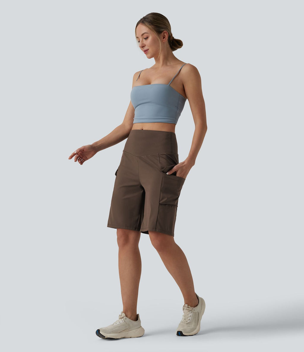 Short cargo yoga ample taille mi-haute avec poches