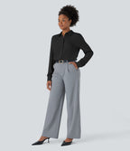 Chemise de travail à col, boutons, manches longues et plis