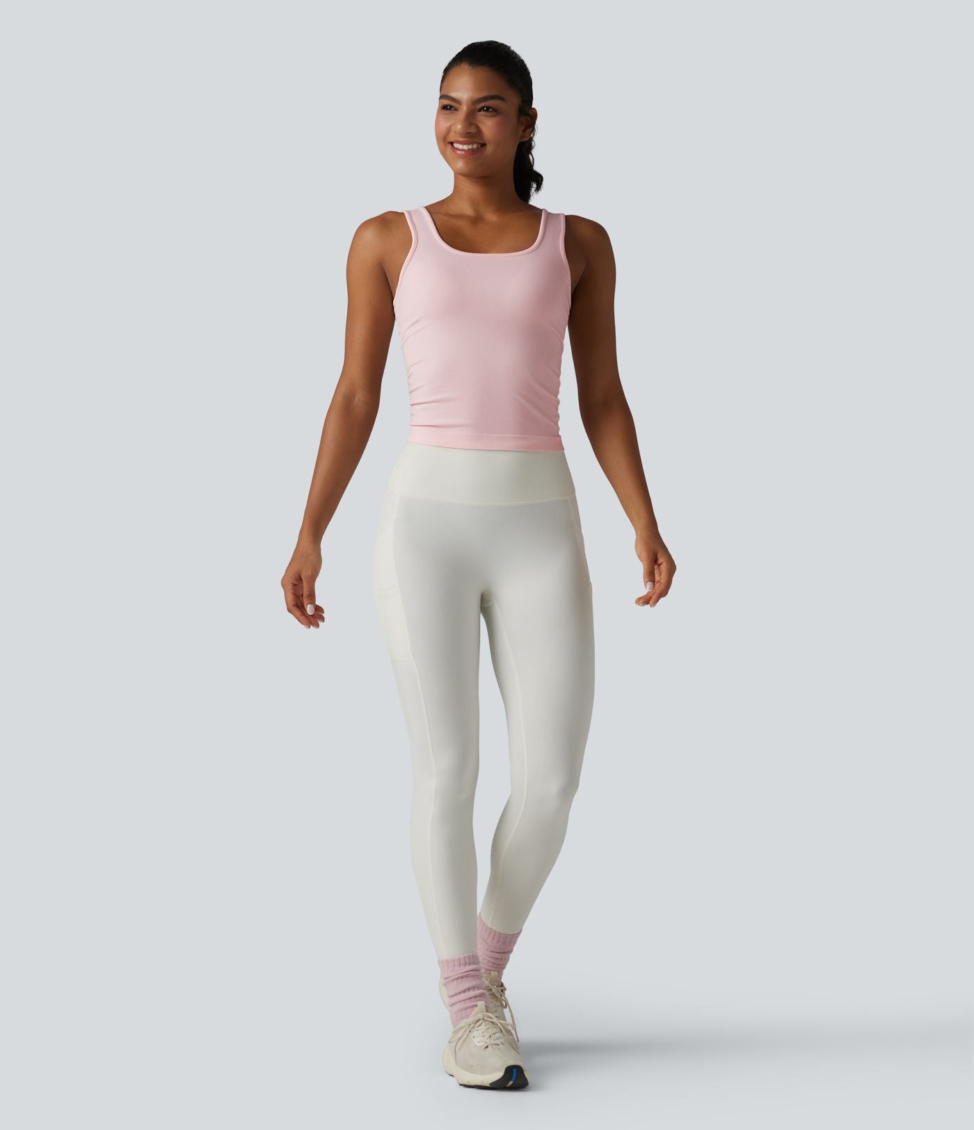 OneForm Seamless Flow Débardeur de yoga sans couture col carré avec fronces